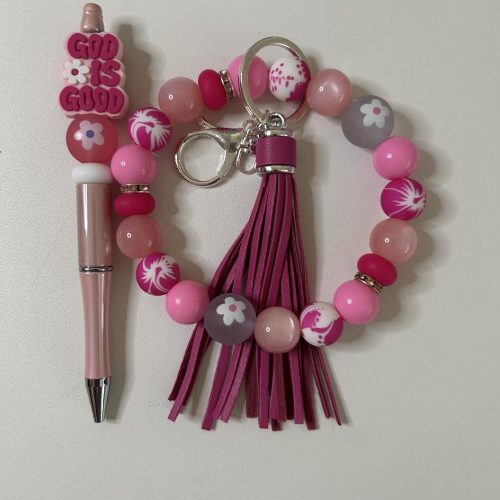 Pink God Is Good Pen with Matching keyring