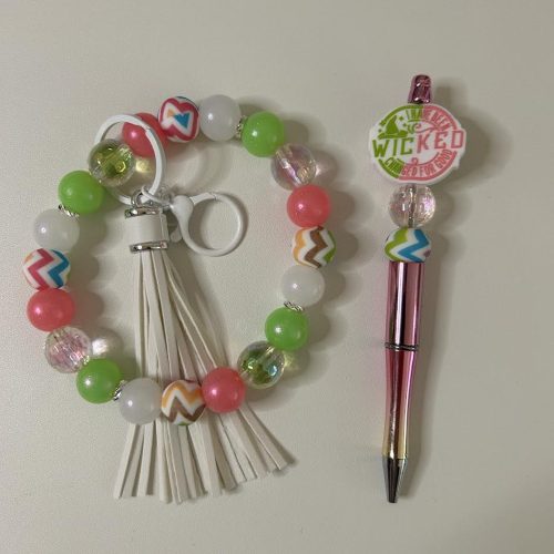 Wicked Bead on Pink Ombre Pen with Matching Keyring