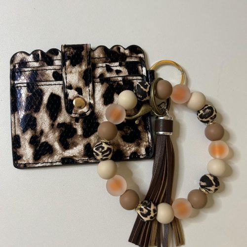 Brown and Tan Animal Print Wallet with Matching Keyring
