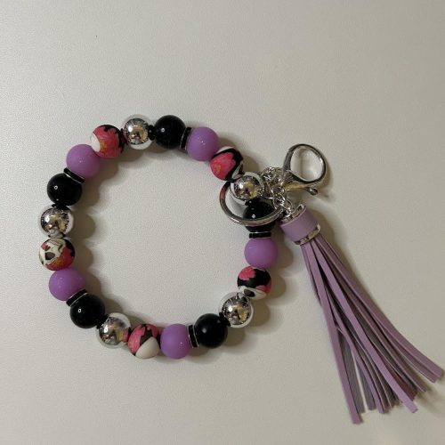 Pink and Purple Skull Keyring