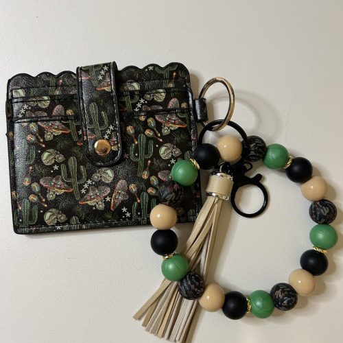 Cactus Wallet with Matching Keyring