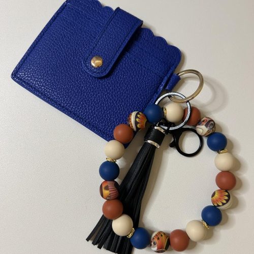 Royal Blue Wallet with Matching Flower Keyring