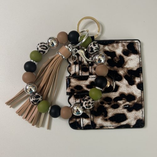 Black and Brown Cheetah Wallet with Keyring