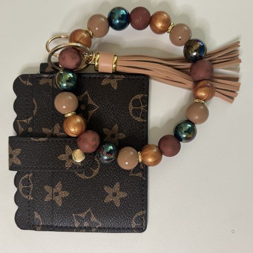 LV Brown and Gold Wallet with Matching Keyring
