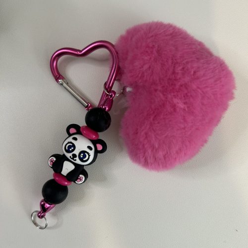 Short Bar Keychain with Koala Bear and Pink Pom-pom