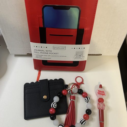 Red Journal with Matching Wallet and Pen Set