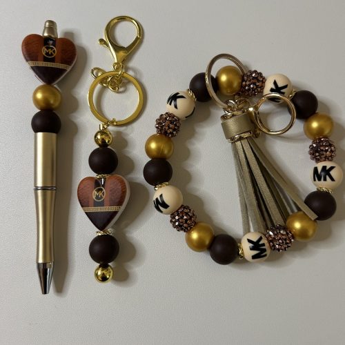 Michael Kors Pen with 2 Matching Keychains Set