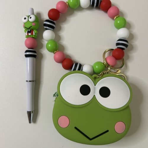 Keroppi Keyring with Tiny Purse and Pen