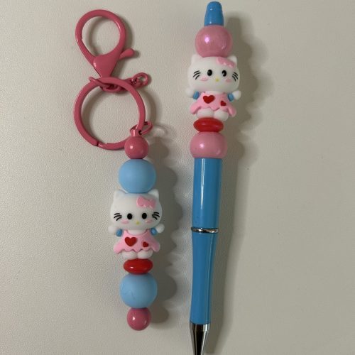 Hello Kitty Pen with Matching Bar Keychain Set