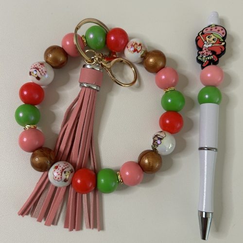 Strawberry Shortcake Pen with Matching Beads Keyring