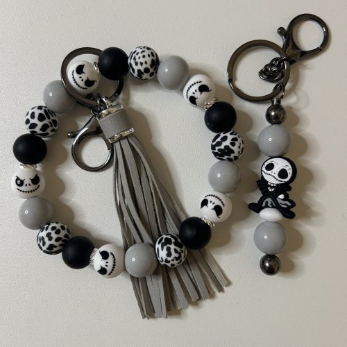 Black, White, and Gray Jack Skellington Keychain Set